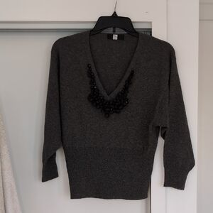 Saks Fifth Avenue Charcoal V-Neck Sweaters
